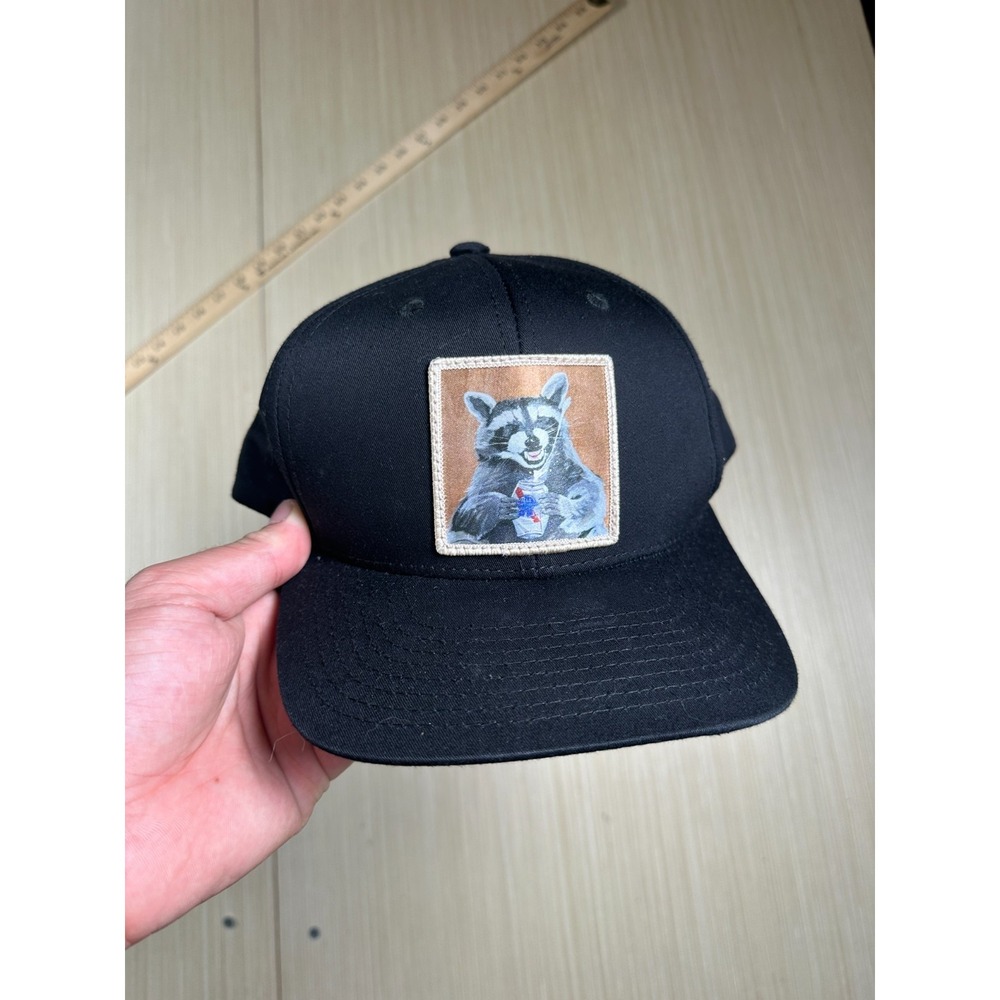 FlynHats Mens One Size Black Cotton Bear Graphic 6 Panel Adjustable Snapback Cap